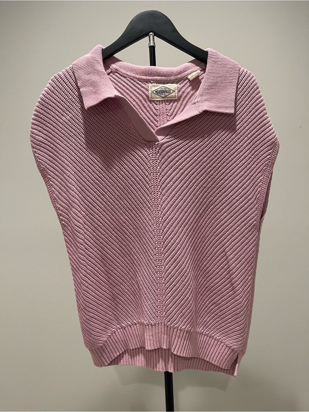 Weatherproof Pink V-Neck Knit Polo Sweater